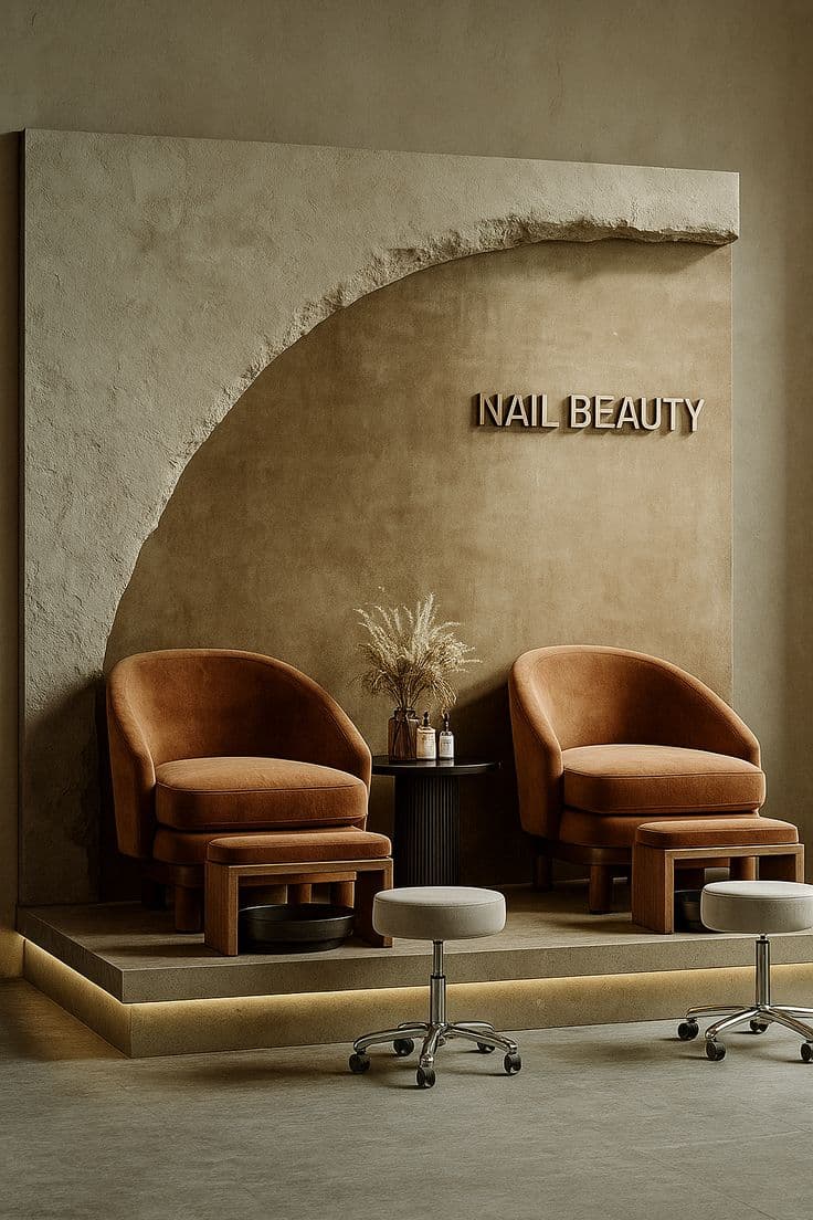 Earthy pedicure lounge