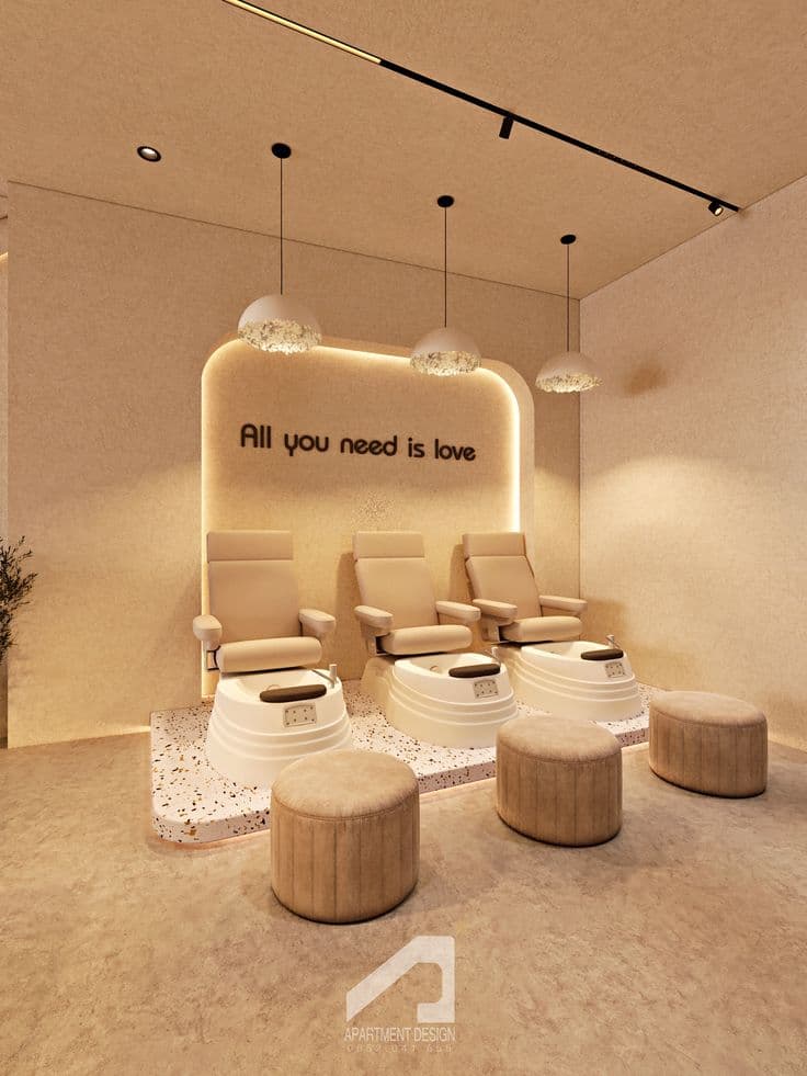 Warm beige pedicure lounge